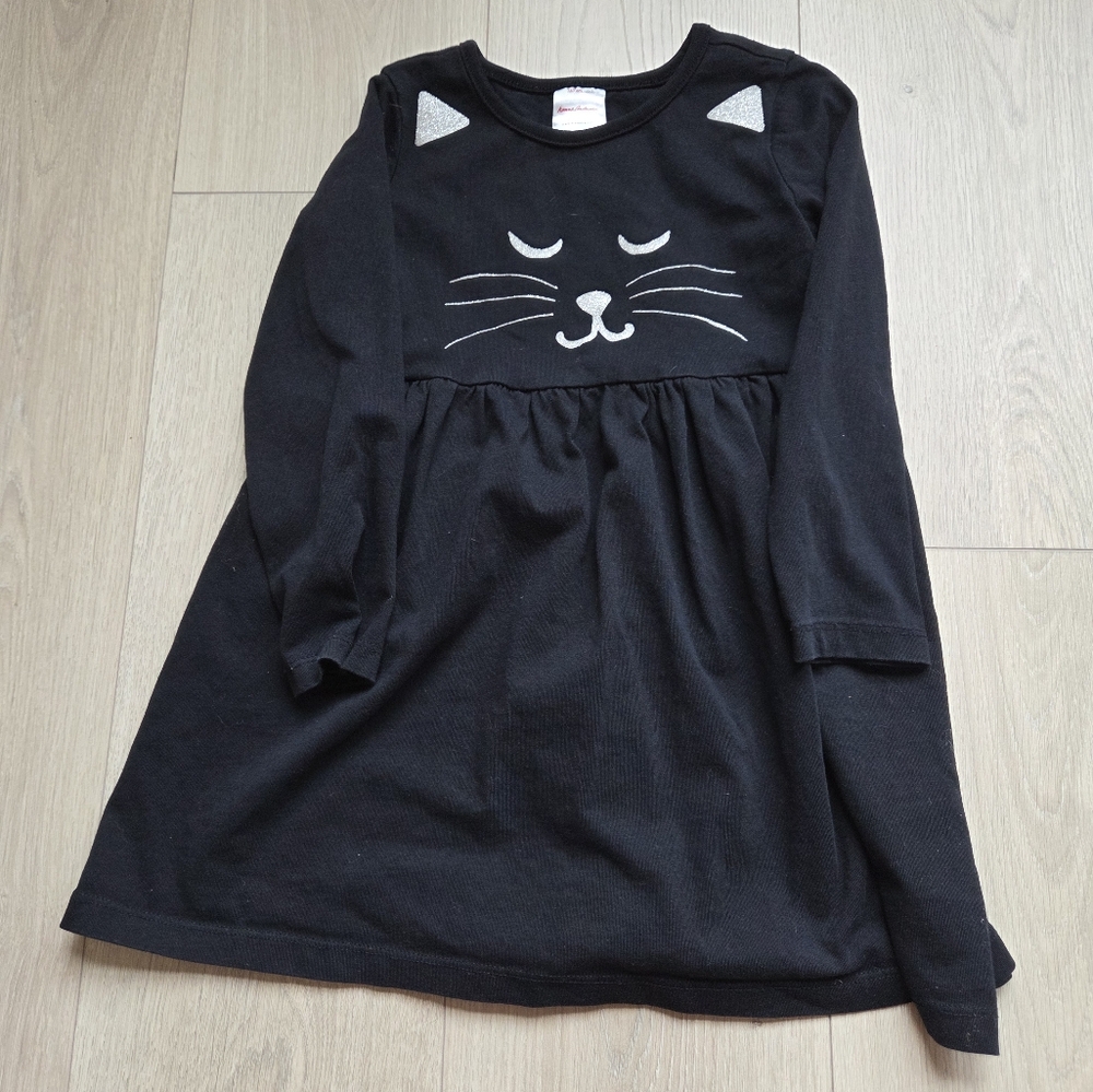 Black Cat Face Long Sleeve Dress
